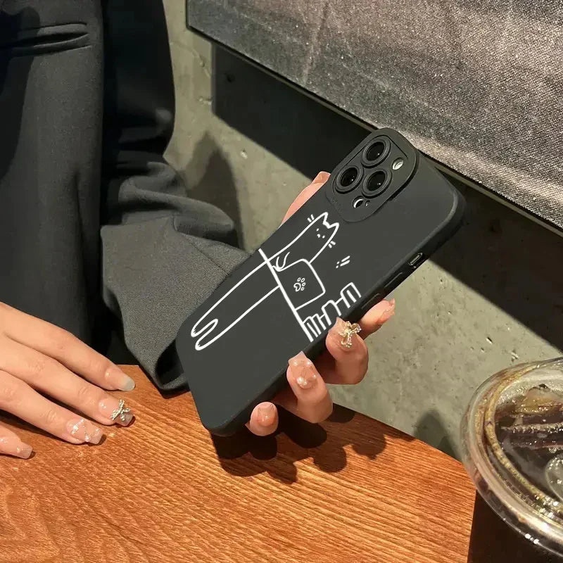 Cute Cat Couple Phone Case Set – Study & Sleep Matching Covers