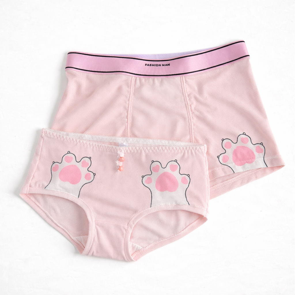 Matching Cat Paw Print Couples Underwear – Smooth Lightweight Set