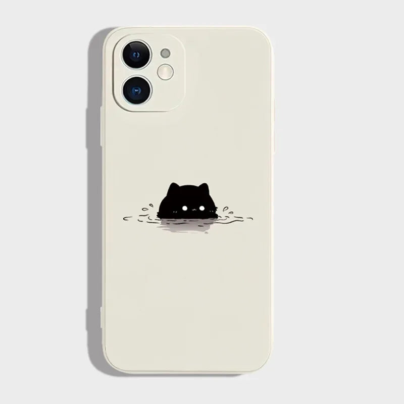 Adorable Swimming Cat Matching iPhone Case Set for Him and Her 1