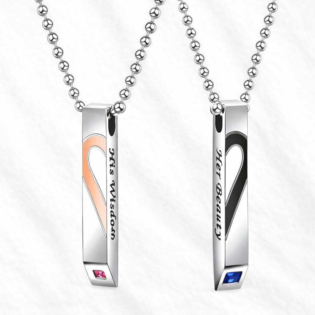 Matching Couple Heart Necklaces – Romantic His & Hers Set