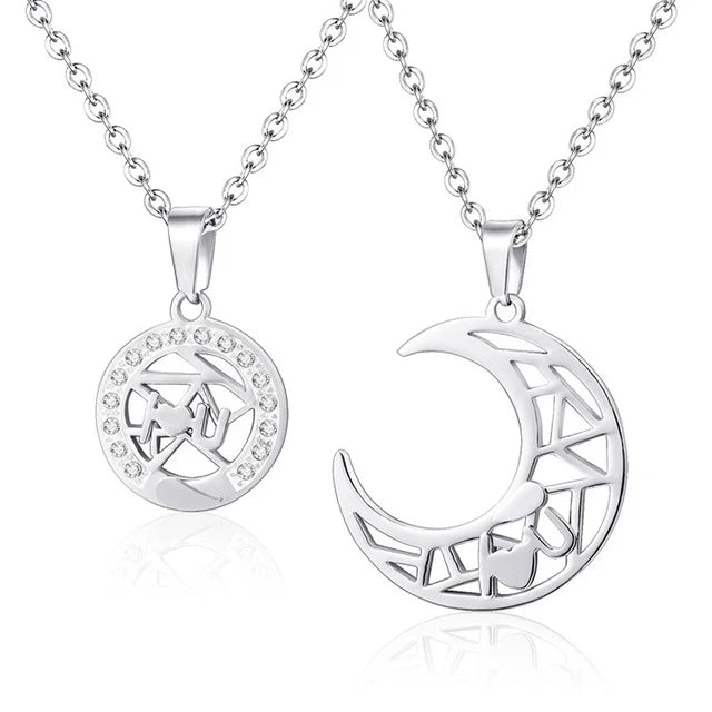 Moon and Sun Matching Chains for Couples – Romantic Jewellery Set Silver