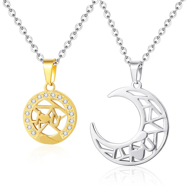 Moon and Sun Matching Chains for Couples – Romantic Jewellery Set Gold