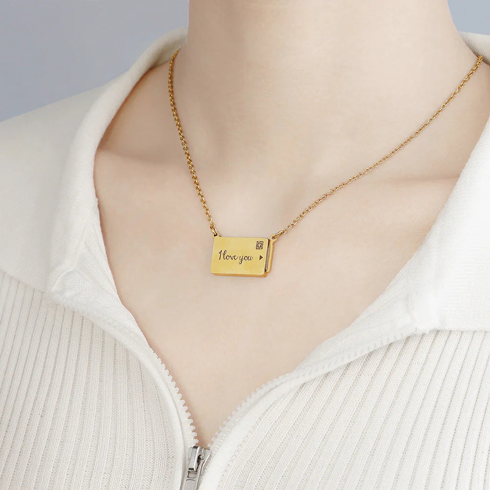 Personalised Love Letter Photo Necklace – Custom Picture Jewellery Gold