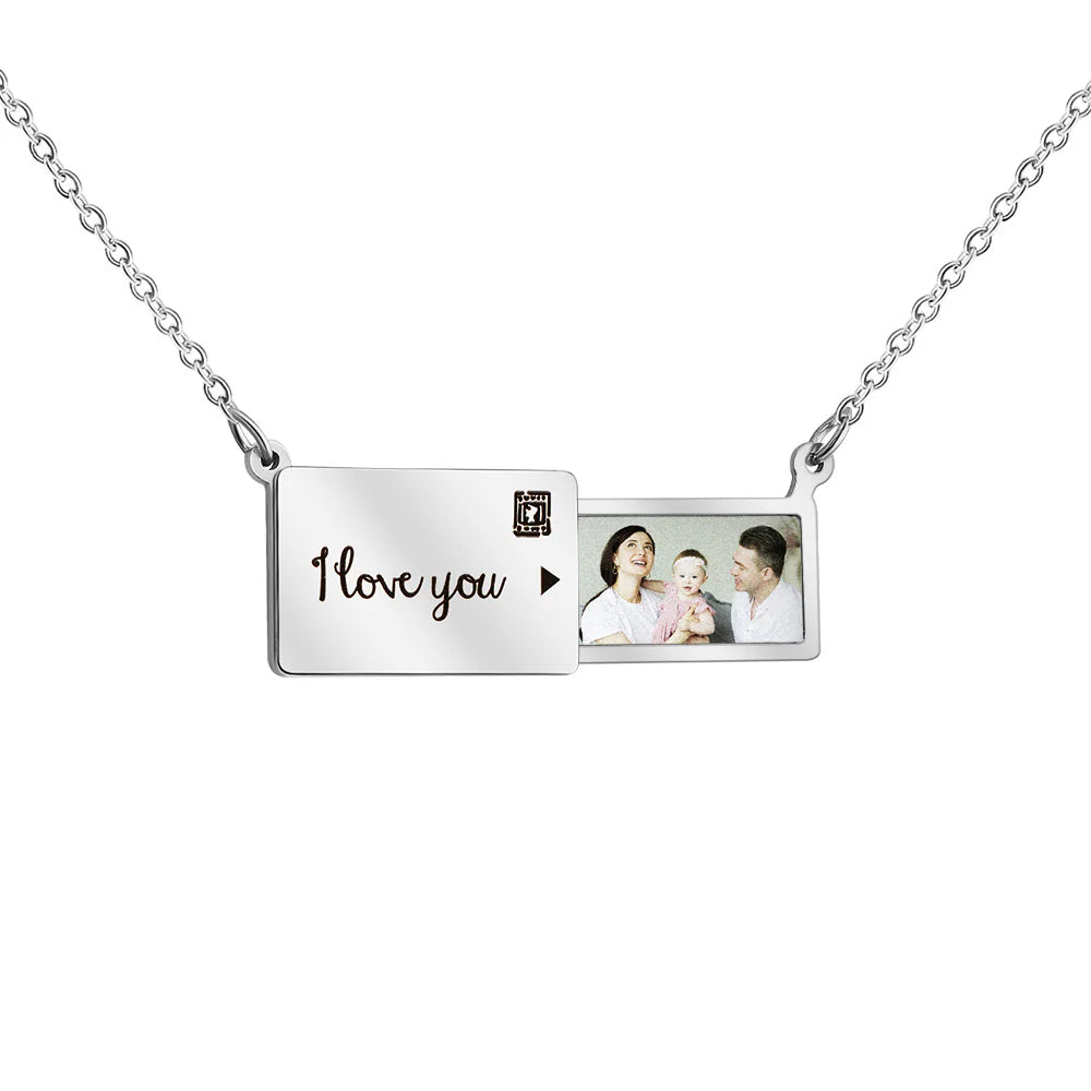 Personalised Love Letter Photo Necklace – Custom Picture Jewellery Silver