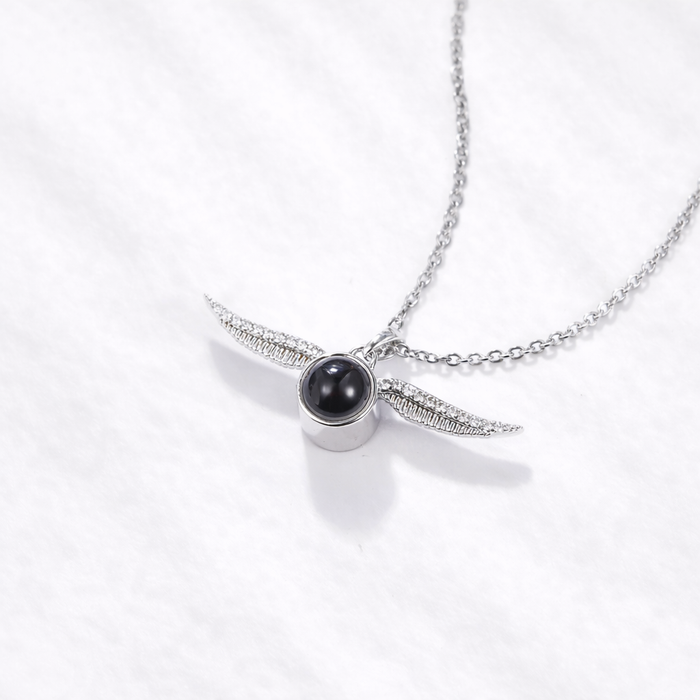 Personalized Angel Wing Photo Necklace with Picture Inside