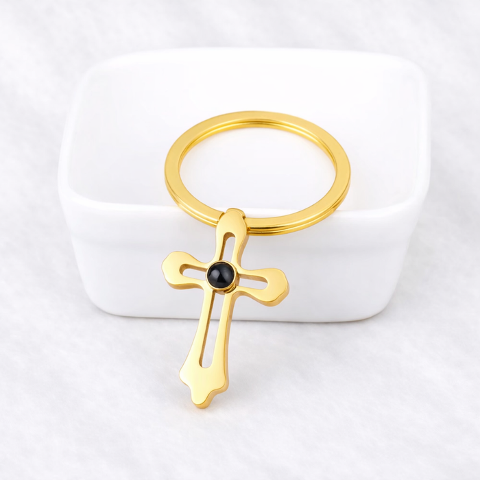Personalized Religious Projection Keepsake Keychain Gift with Photo Inside