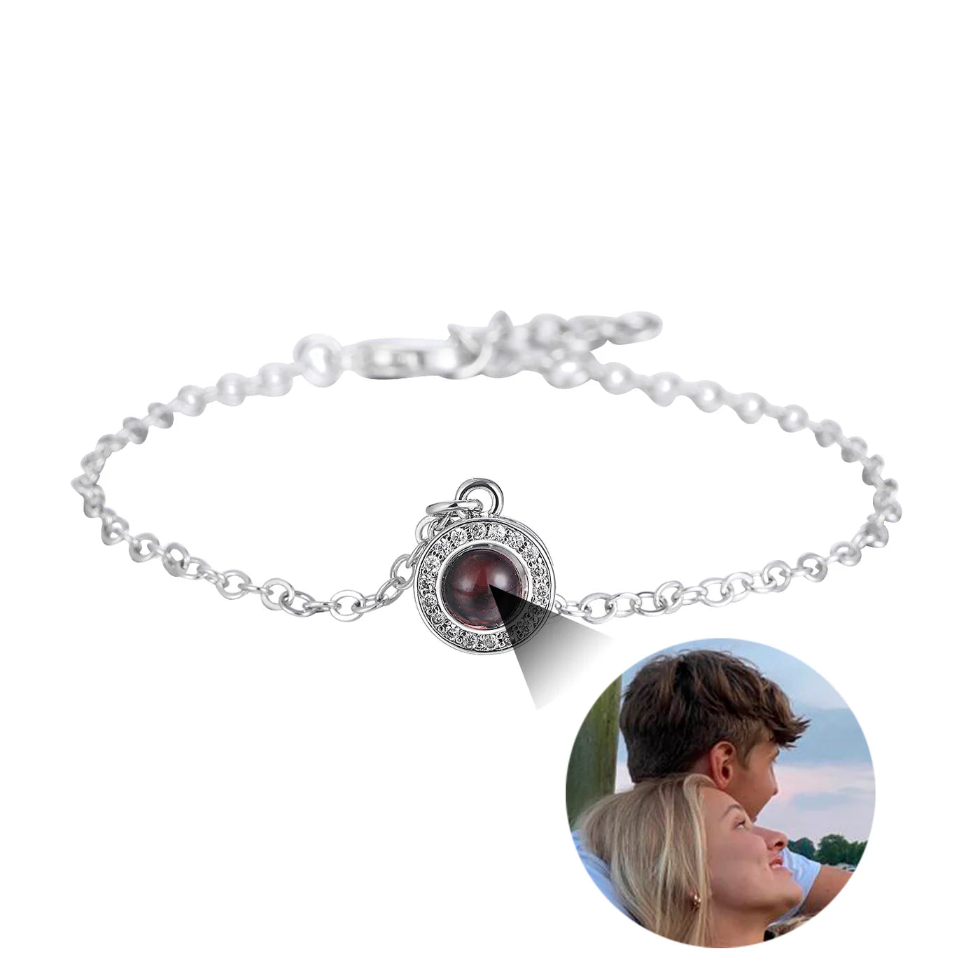 Radiant Halo Photo Projection Bracelet with Picture Inside