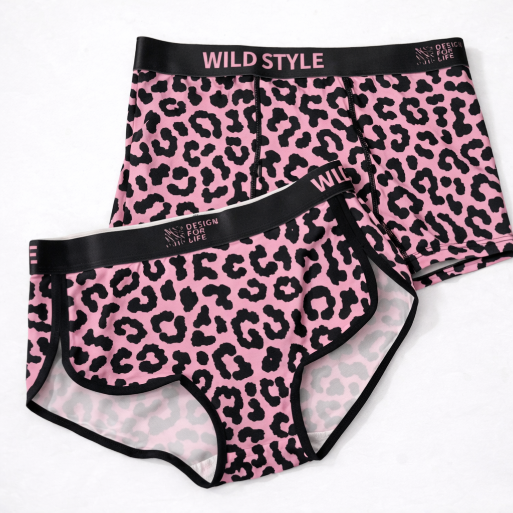 Pink Leopard Print Matching Couples Underwear – Smooth Lightweight Set