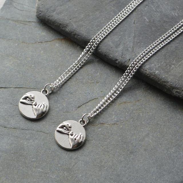 Silver Pinky Promise Necklace – Dainty Pinky Swear Pendant