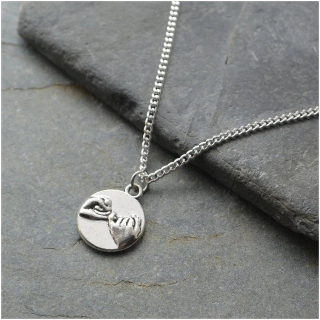 Silver Pinky Promise Necklace – Dainty Pinky Swear Pendant
