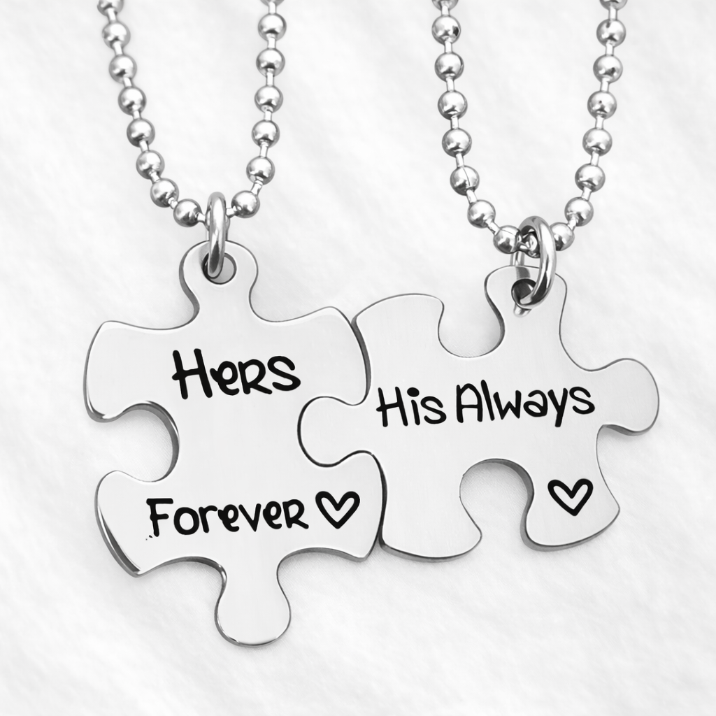 Puzzle Matching Chains for Couples – Interlocking Necklace Set