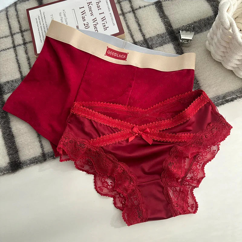 Red Matching Good Luck Couples Underwear – Smooth Lightweight Set 4