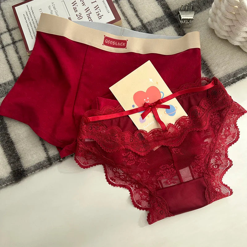 Red Matching Good Luck Couples Underwear – Smooth Lightweight Set 3