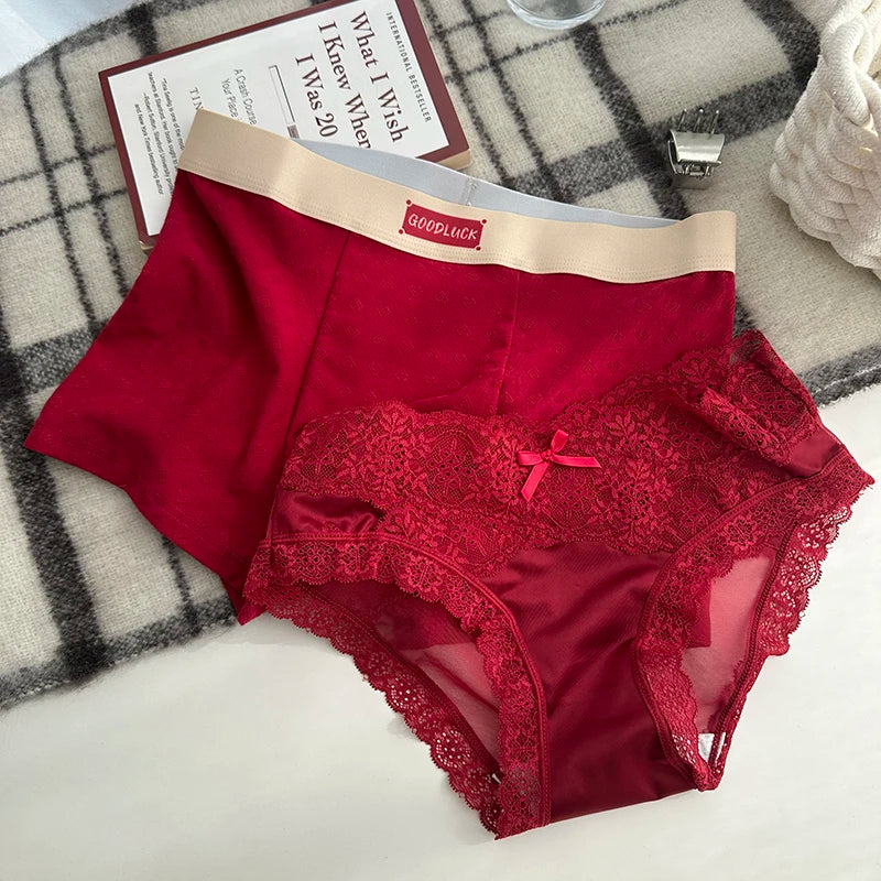 Red Matching Good Luck Couples Underwear – Smooth Lightweight Set 2