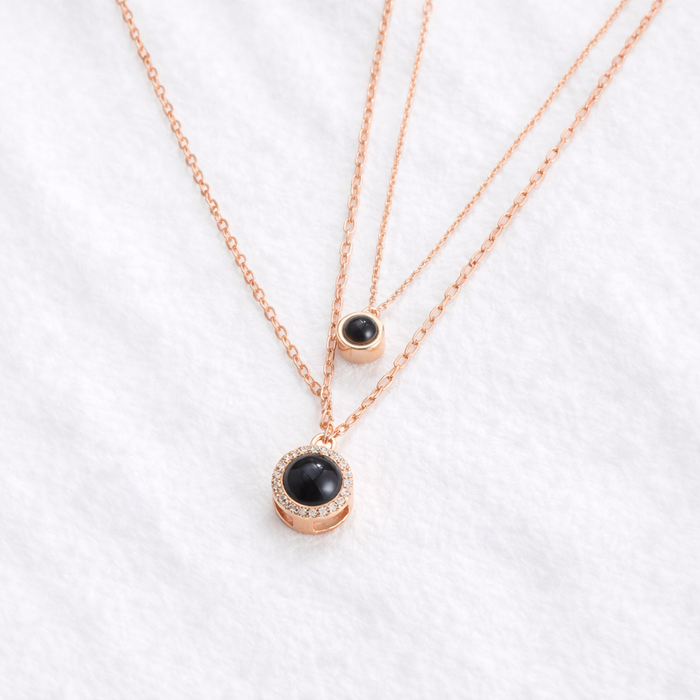 Round Photo Projection Necklace Set – Double-Layer Design