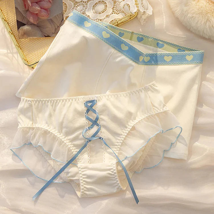 Blue White Hearts Matching Underwear for Couples – Soft Polyester Set