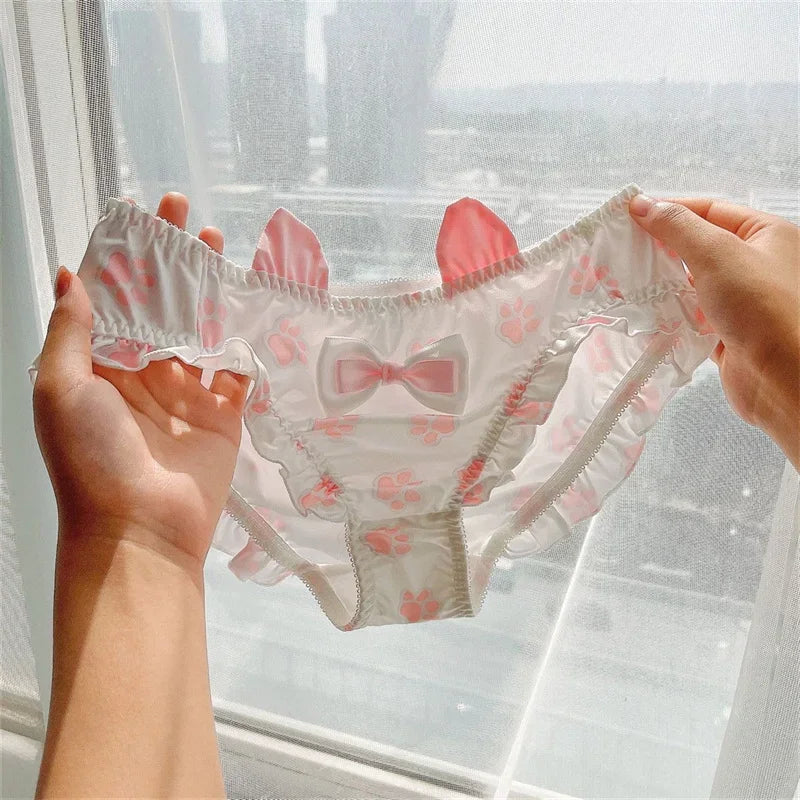 Cute Matching Pink Paw Print Couples Underwear Sets – Premium Cotton