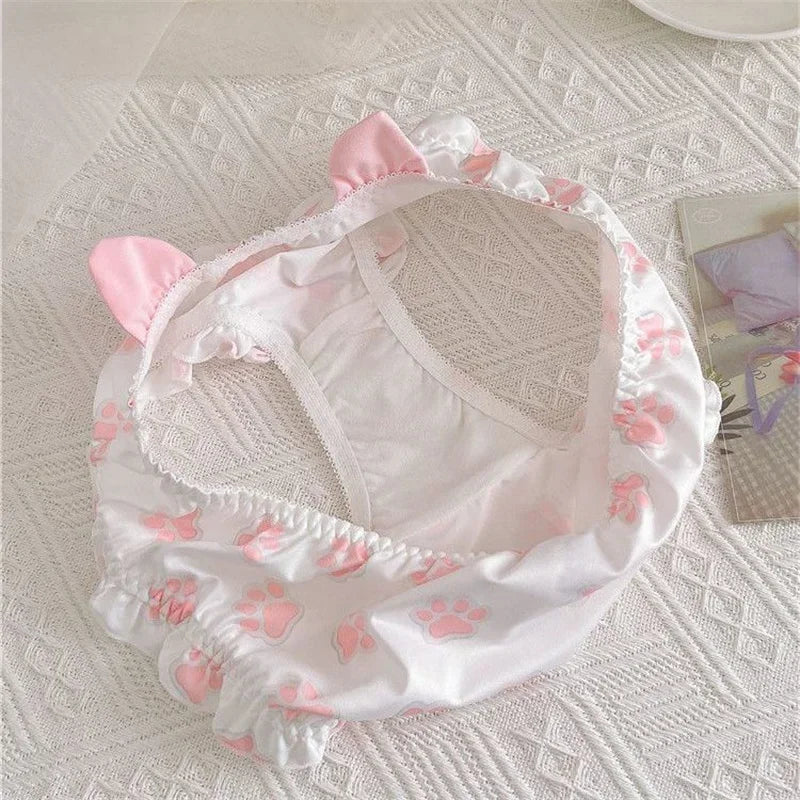 Cute Matching Pink Paw Print Couples Underwear Sets – Premium Cotton