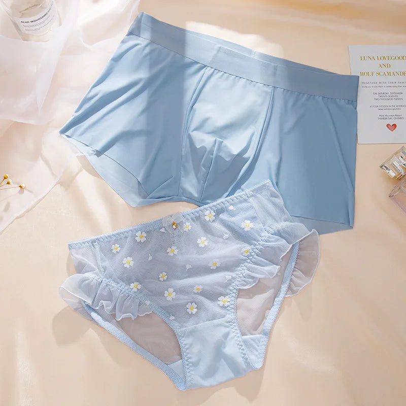 Daisy Print Cute Couple Underwear Set – Soft Stretch Blend