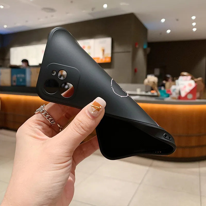 Cute Minimalist Couple Line Art Phone Case Set – Black & White Matching Covers