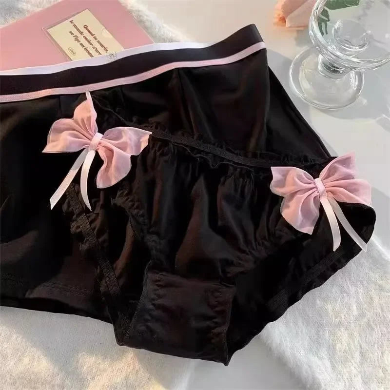 Pink Bowtie Matching Couple Underwear – Soft Cotton Set B