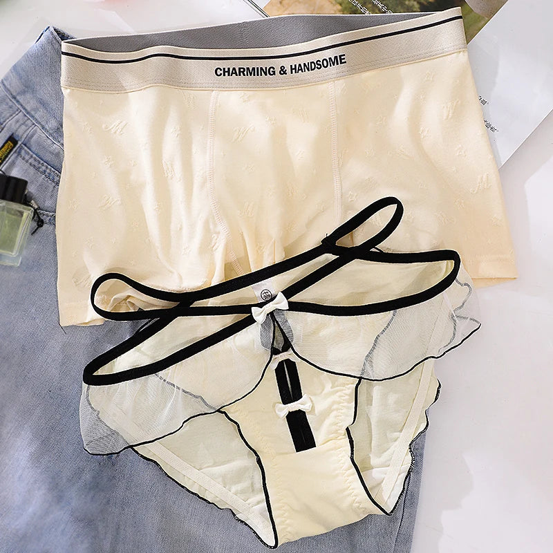 Cute Message Matching Couples Panties – Soft Cotton Set 3