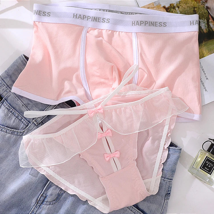 Cute Message Matching Couples Panties – Soft Cotton Set 1