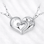 Silver Half Heart Necklace for Couples – Matching Set