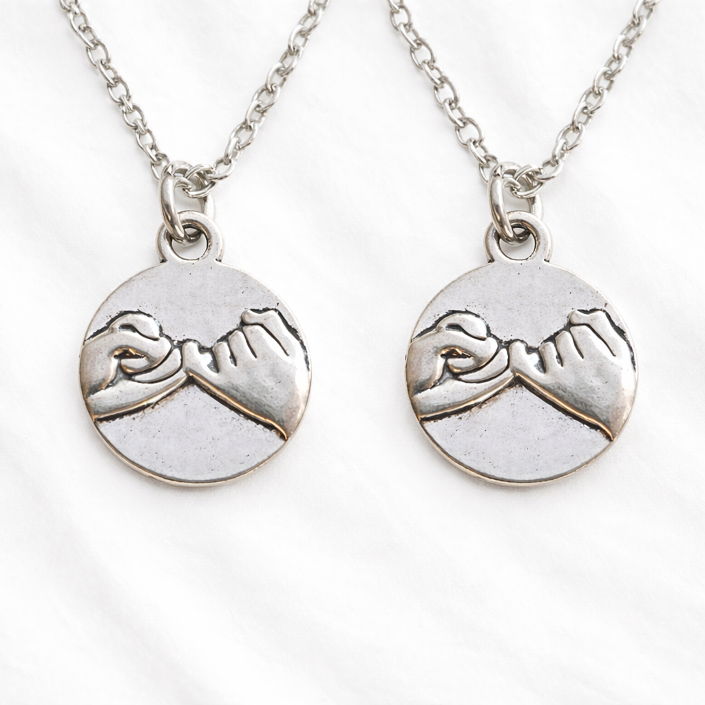 Silver Pinky Promise Necklace – Dainty Pinky Swear Pendant