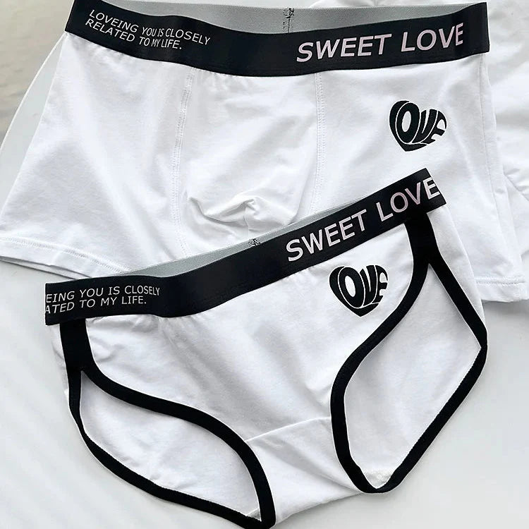 Sweet Love Matching Couples Underwear – Smooth Lightweight Set White
