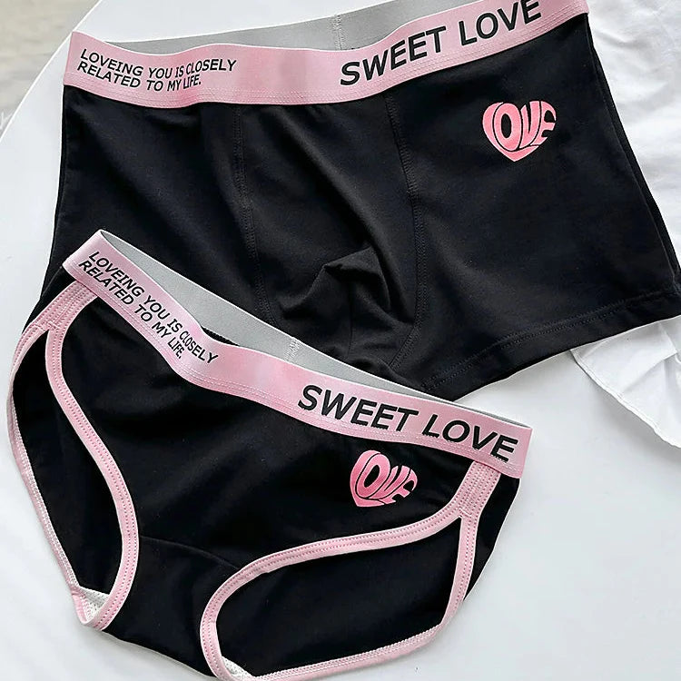 Sweet Love Matching Couples Underwear – Smooth Lightweight Set Black