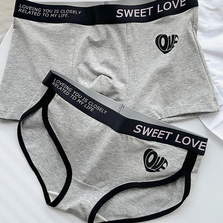 Sweet Love Matching Couples Underwear – Smooth Lightweight Set Gray