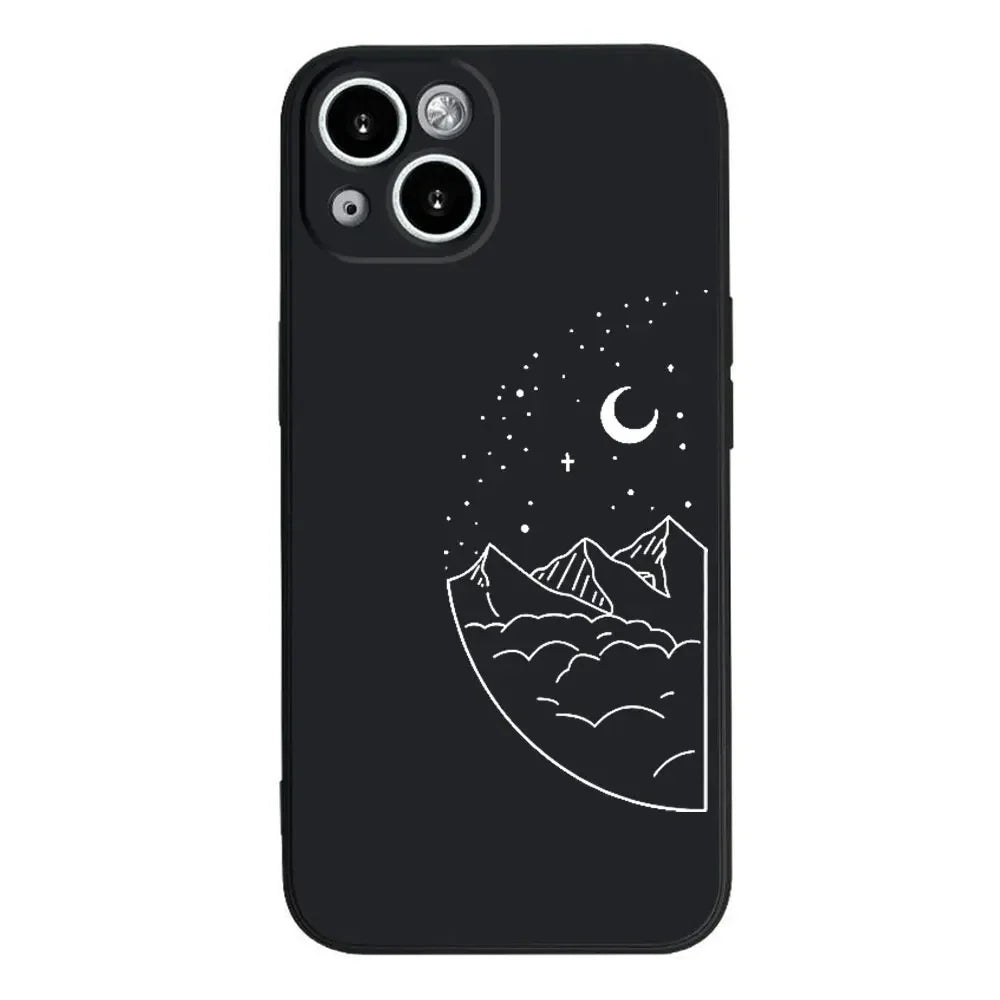 Matching Night and Day Landscape Phone Cases for Couples Black 2