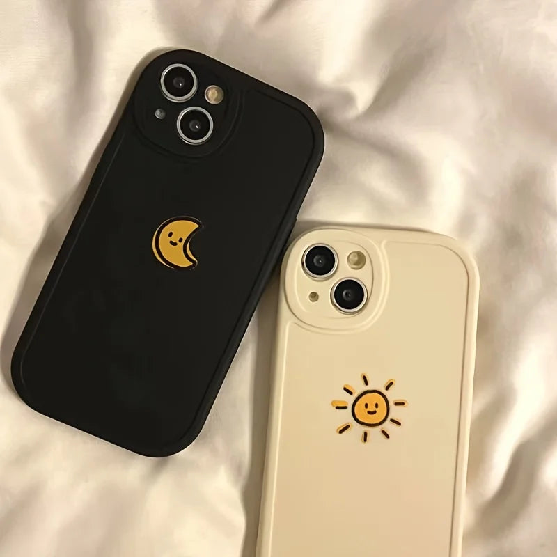 Aesthetic Sun Moon Couple Phone Case Set – Yin Yang Inspired Matching iPhone Covers