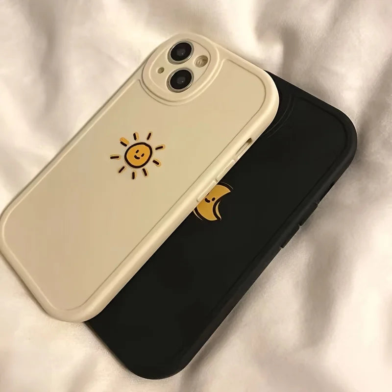 Aesthetic Sun Moon Couple Phone Case Set – Yin Yang Inspired Matching iPhone Covers
