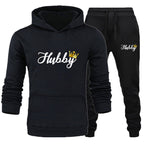 Wifey Hubby Matching Couples Tracksuits – Cotton Blend Set Black
