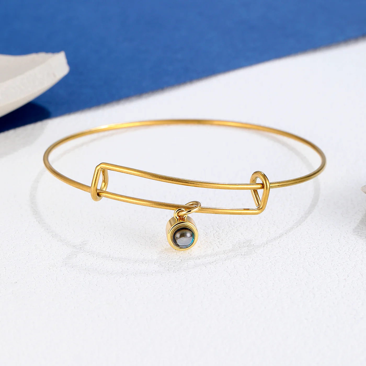 Embrace Photo Projection Bangle Bracelet with Picture Inside