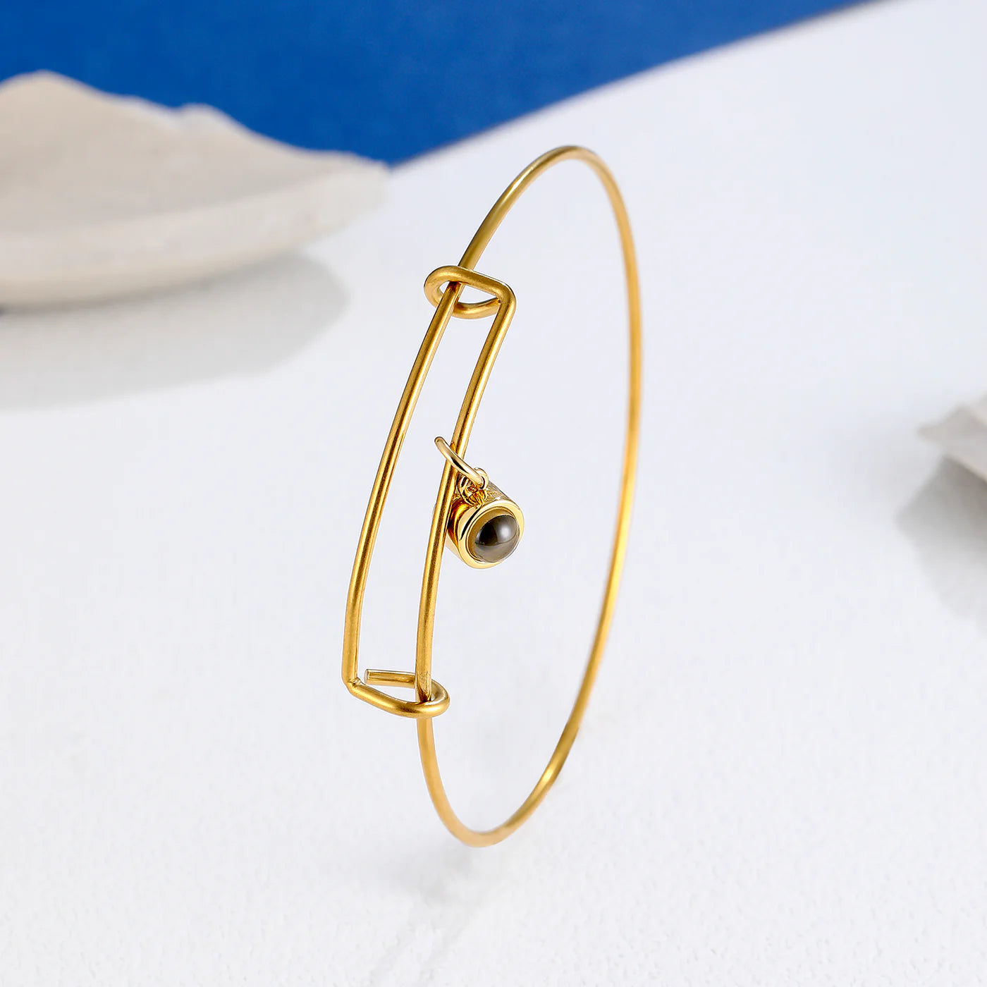 Embrace Photo Projection Bangle Bracelet with Picture Inside