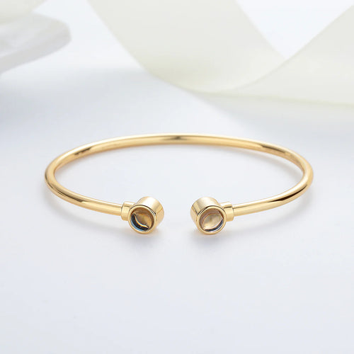 Amore Duo Photo Projection Bangle Bracelet Gold