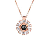 Photo Projection Blooming Flower Necklace with Picture Inside Rose gold