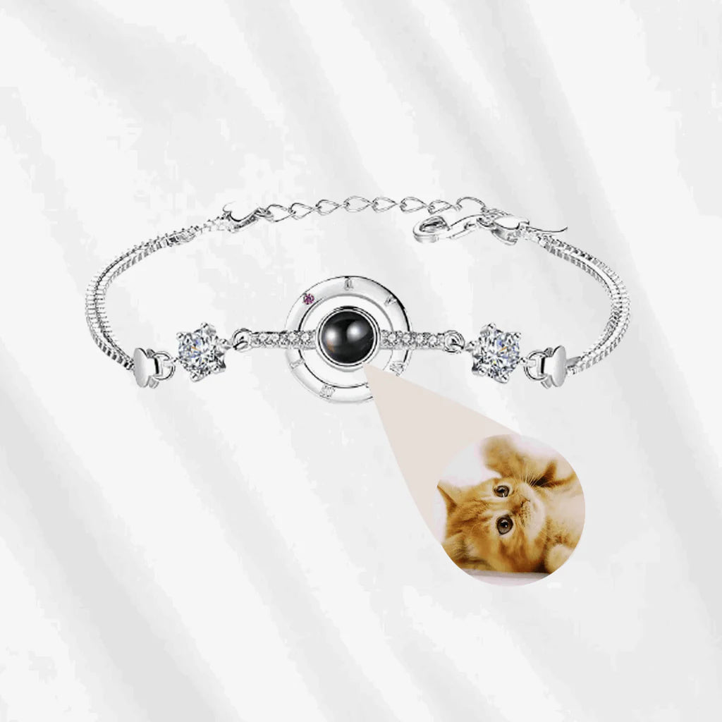 Photo Projection Bracelet Round Shape – Sterling Silver Personalized Jewelry Silver