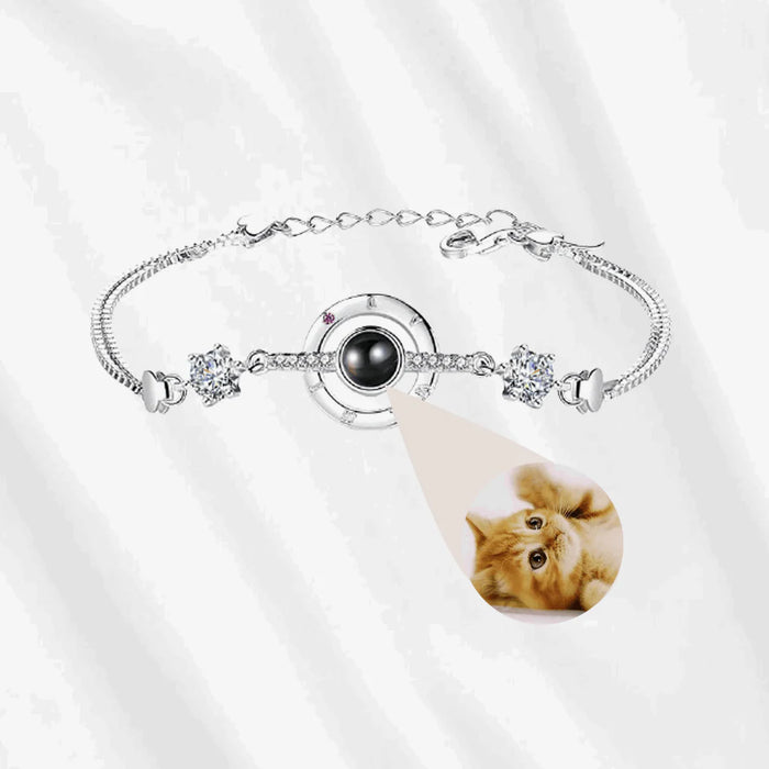 Photo Projection Bracelet Round Shape – Sterling Silver Personalized Jewelry Silver