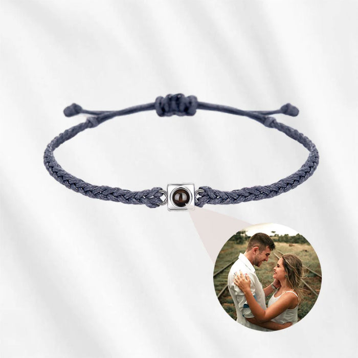 Bracelet with Picture Inside for Men & Women – Square Charm Projection Bracelet Black