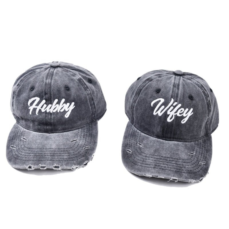 100% Cotton Wifey & Hubby Coordinated Hats for Couples