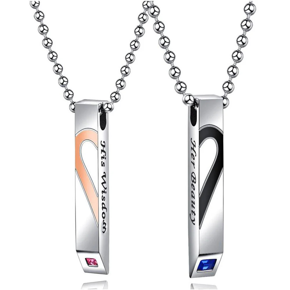 Matching Couple Heart Necklaces – Romantic His & Hers Set Couple