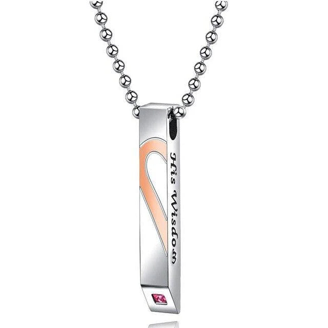 Matching Couple Heart Necklaces – Romantic His & Hers Set Hers