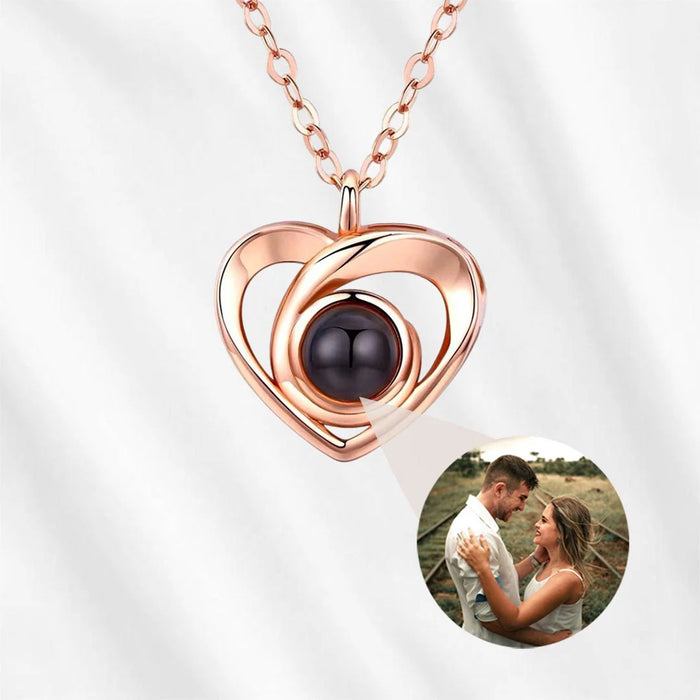 Personalized Heart Photo Projection Necklace – Custom Picture Jewelry Gift