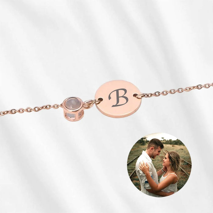 Bracelet with Picture Inside – Initial Disc Projection Bracelet