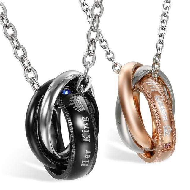 King and Queen Promise Necklace – Matching Couple Jewellery Set Couple
