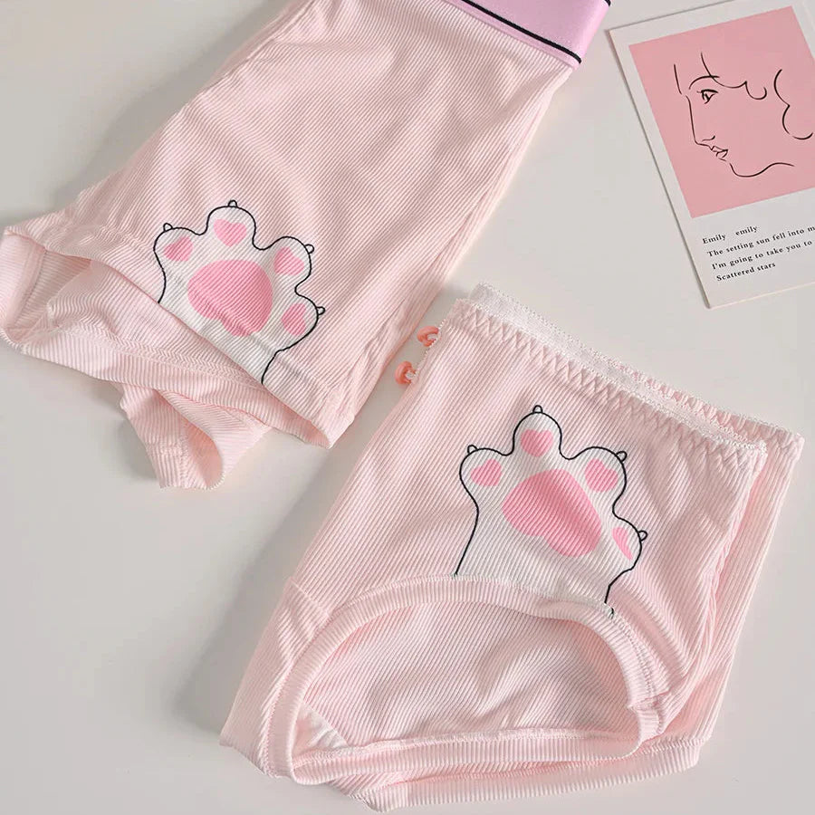 Matching Cat Paw Print Couples Underwear – Smooth Lightweight Set Women M - Men XXL